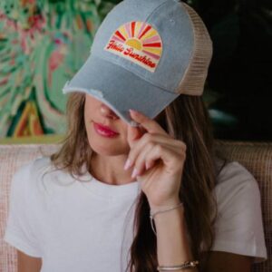 Hello Sunshine Patch Denim Trucker Hat