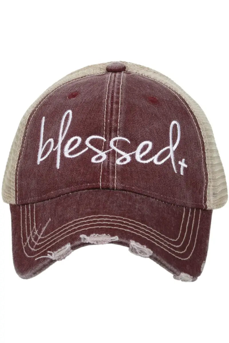 Blessed Trucker Hat With Embroidered Cross