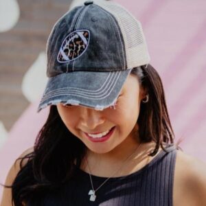 Leopard Print Football Trucker Hat