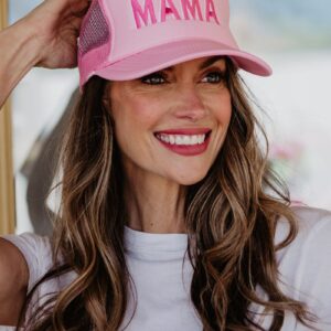 MAMA (Pink and White) Foam Snapback Hat