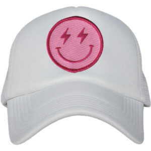 Hot Pink Lightning Happy Face Foam Trucker Hat