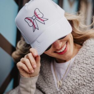 Baseball Bow Coquette Patch Foam Trucker Hat